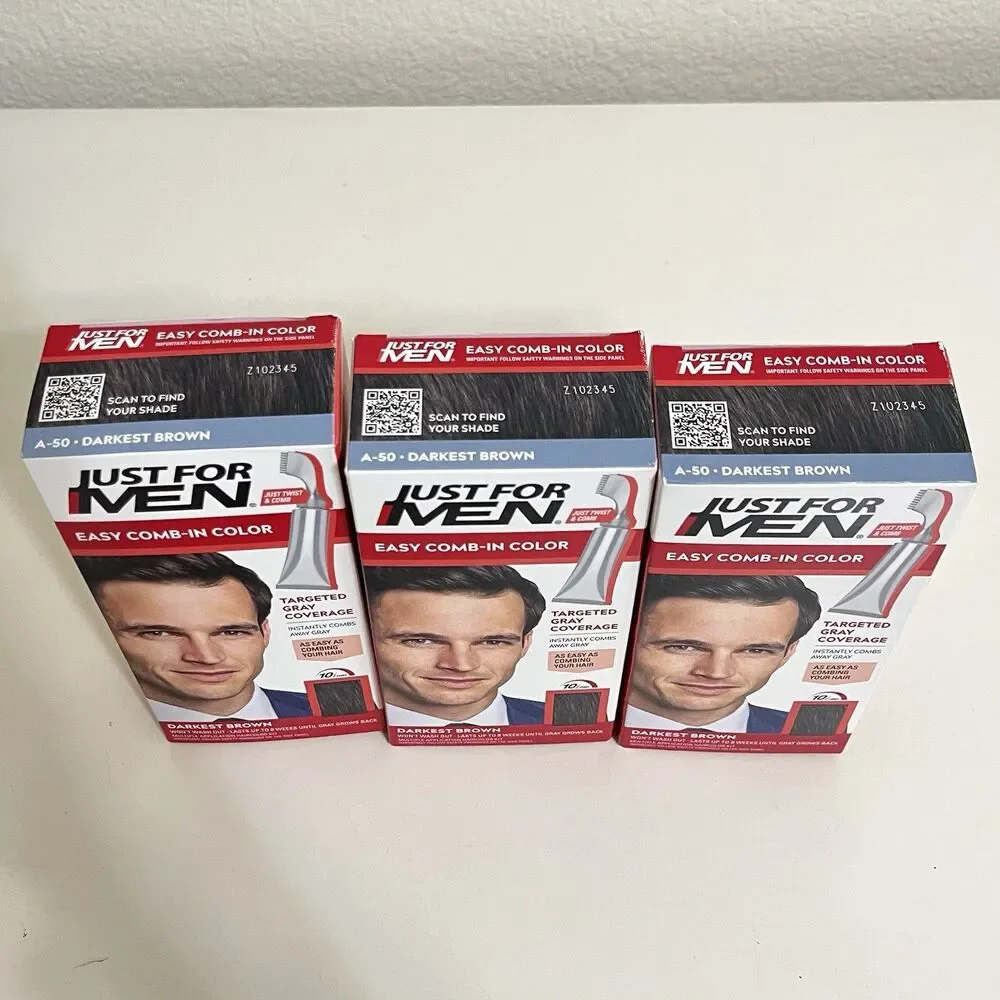 Just For Men Easy Comb-In Color A-50 Darkest Brown Lot of 6 NEW